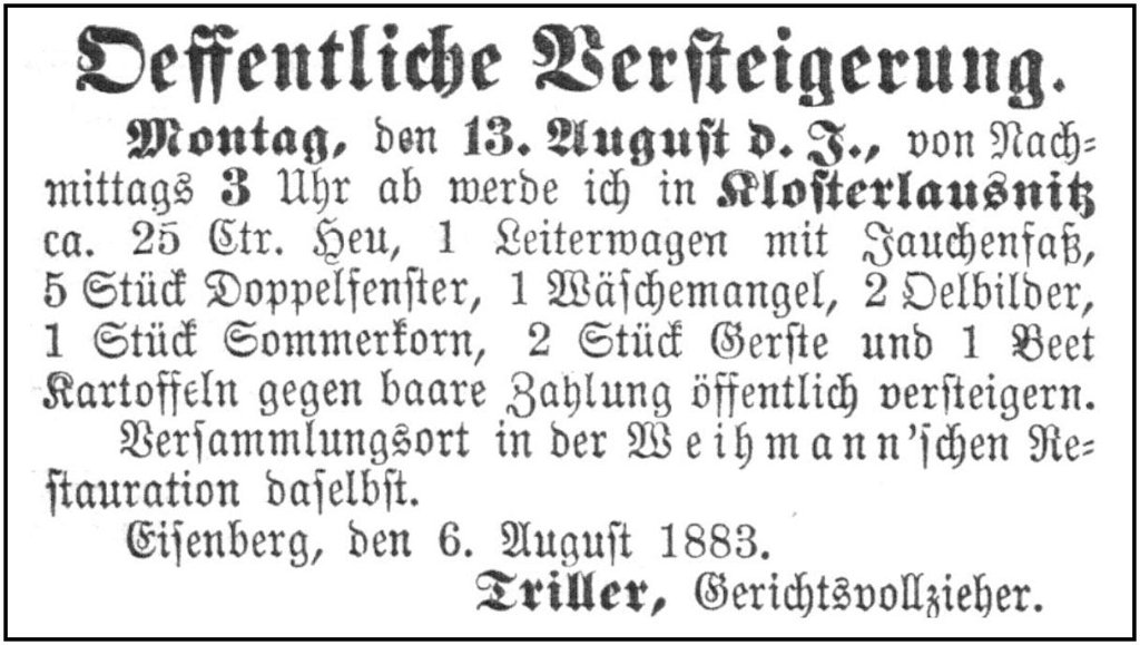 1883-08-08 Kl Versteigerung Weihmann